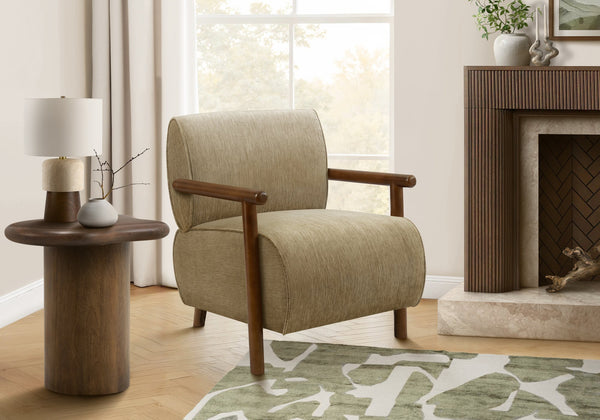 Accent Chair Mid Century Modern Upholstered Seat Walnut Tapered Legs Living Room