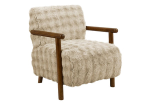 Monarch Specialties Accent Chair Plush Faux Fur Upholstery Walnut Wood Legs Mid-century Living Room Seat I 8343