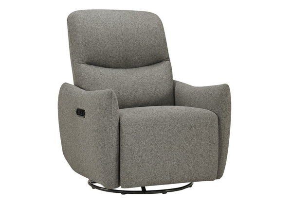 Monarch Specialties Reclining Power Chair with Glider Swivel Base USB Ports and Soft Fabric Upholstery Light Grey I 8400