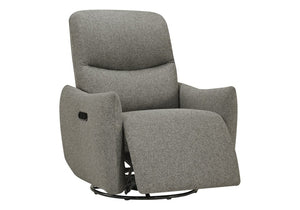 Monarch Specialties Reclining Power Chair with Glider Swivel Base USB Ports and Soft Fabric Upholstery Light Grey I 8400