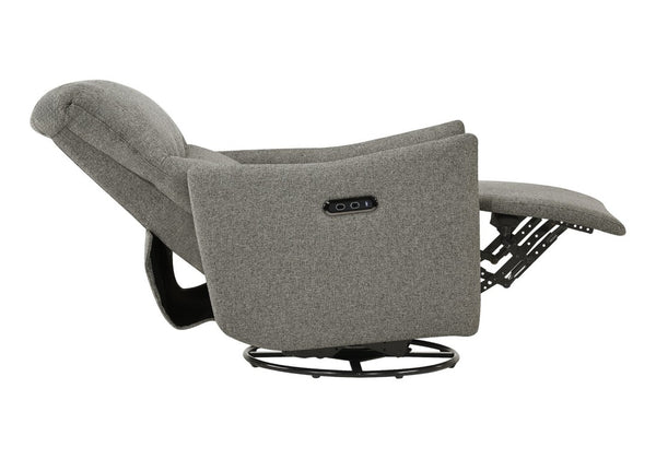 Monarch Specialties Reclining Power Chair with Glider Swivel Base USB Ports and Soft Fabric Upholstery Light Grey I 8400