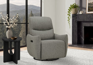 Monarch Specialties Reclining Power Chair with Glider Swivel Base USB Ports and Soft Fabric Upholstery Light Grey I 8400