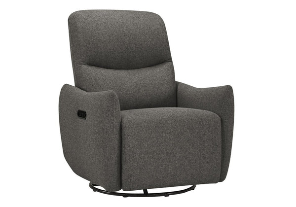 Monarch Specialties Reclining Power Chair with Glider Swivel Base USB Ports and Soft Fabric Upholstery Dark Grey I 8401