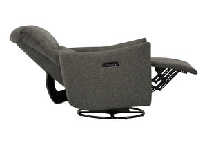 Monarch Specialties Reclining Power Chair with Glider Swivel Base USB Ports and Soft Fabric Upholstery Dark Grey I 8401