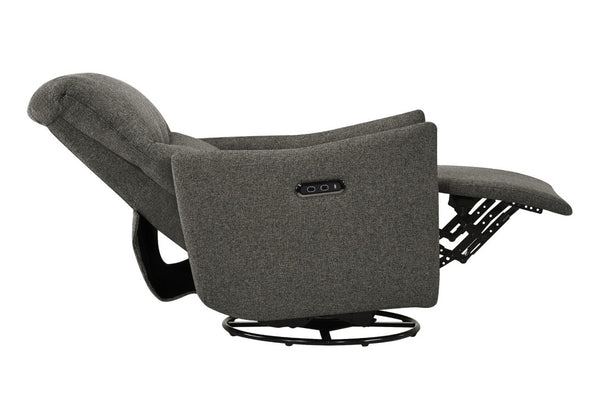 Monarch Specialties Reclining Power Chair with Glider Swivel Base USB Ports and Soft Fabric Upholstery Dark Grey I 8401