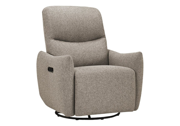 Monarch Specialties Reclining Power Chair with Glider Swivel Base USB Ports and Soft Fabric Upholstery Light Brown I 8402