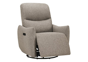 Monarch Specialties Reclining Power Chair with Glider Swivel Base USB Ports and Soft Fabric Upholstery Light Brown I 8402