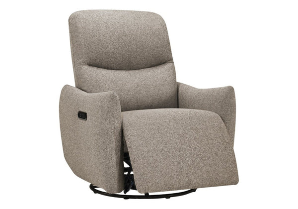 Monarch Specialties Reclining Power Chair with Glider Swivel Base USB Ports and Soft Fabric Upholstery Light Brown I 8402
