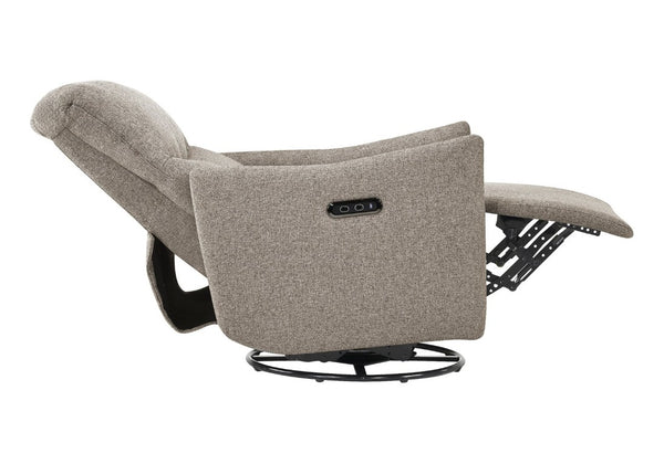 Monarch Specialties Reclining Power Chair with Glider Swivel Base USB Ports and Soft Fabric Upholstery Light Brown I 8402