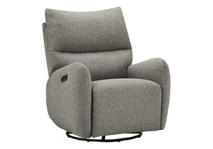 Monarch Specialties Reclining Power Glider Swivel Chair with USB Ports Upholstered for Modern Living Light Grey I 8405