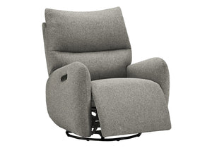 Monarch Specialties Reclining Power Glider Swivel Chair with USB Ports Upholstered for Modern Living Light Grey I 8405