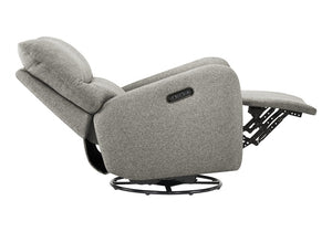 Monarch Specialties Reclining Power Glider Swivel Chair with USB Ports Upholstered for Modern Living Light Grey I 8405
