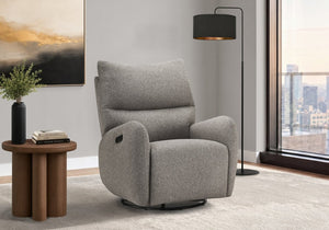 Monarch Specialties Reclining Power Glider Swivel Chair with USB Ports Upholstered for Modern Living Light Grey I 8405