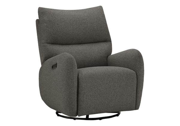 Monarch Specialties Reclining Power Glider Swivel Chair with USB Ports Upholstered for Modern Living Dark Grey I 8406