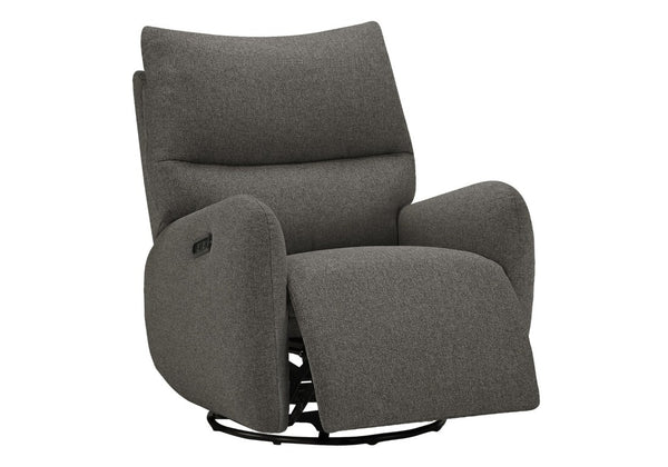 Monarch Specialties Reclining Power Glider Swivel Chair with USB Ports Upholstered for Modern Living Dark Grey I 8406
