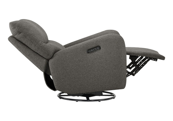 Monarch Specialties Reclining Power Glider Swivel Chair with USB Ports Upholstered for Modern Living Dark Grey I 8406