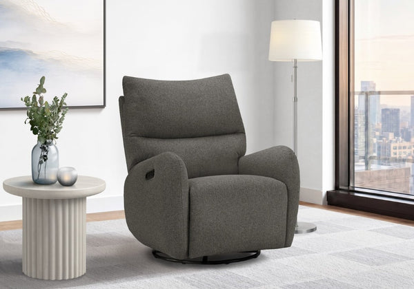 Monarch Specialties Reclining Power Glider Swivel Chair with USB Ports Upholstered for Modern Living Dark Grey I 8406