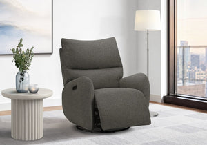 Monarch Specialties Reclining Power Glider Swivel Chair with USB Ports Upholstered for Modern Living Dark Grey I 8406