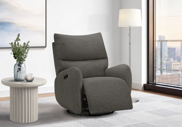 Monarch Specialties Reclining Power Glider Swivel Chair with USB Ports Upholstered for Modern Living Dark Grey I 8406