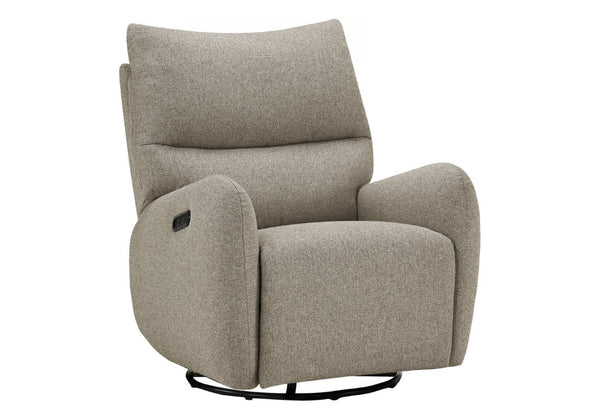 Monarch Specialties Reclining Power Glider Swivel Chair with USB Ports Upholstered for Modern Living Light Brown I 8407