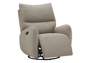 Monarch Specialties Reclining Power Glider Swivel Chair with USB Ports Upholstered for Modern Living Light Brown I 8407