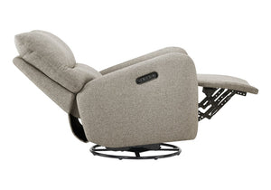 Monarch Specialties Reclining Power Glider Swivel Chair with USB Ports Upholstered for Modern Living Light Brown I 8407