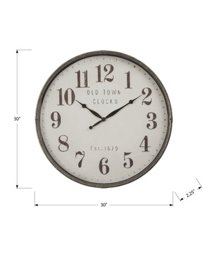 Monarch Specialties Clocks, 30" Round Oversized Wall Clock in Rich Brown - Stylish Transitional Design, Quiet Quartz Timekeeping Default Title  