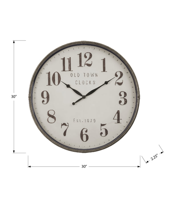 Monarch Specialties Clocks, 30" Round Oversized Wall Clock in Rich Brown - Stylish Transitional Design, Quiet Quartz Timekeeping Default Title  