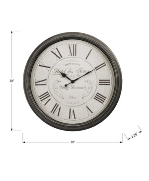 Monarch Specialties Clocks, 30" Oversized Round Wall Clock in Rich Brown - Elegant Design with Roman Numerals & Quiet Mechanism Default Title  
