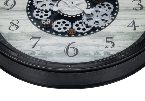 Monarch Specialties Clocks, 30" Round Gear Mechanism Oversized Wall Clock - Stylish Brown Decor for Any Room! Default Title  