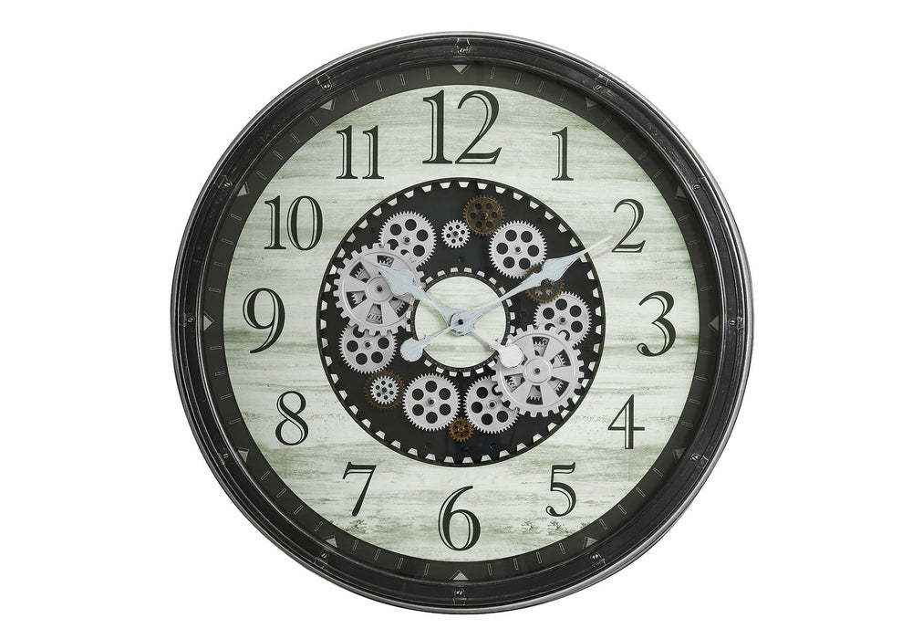 Monarch Specialties Clocks, 30" Round Gear Mechanism Oversized Wall Clock - Stylish Brown Decor for Any Room! Default Title  