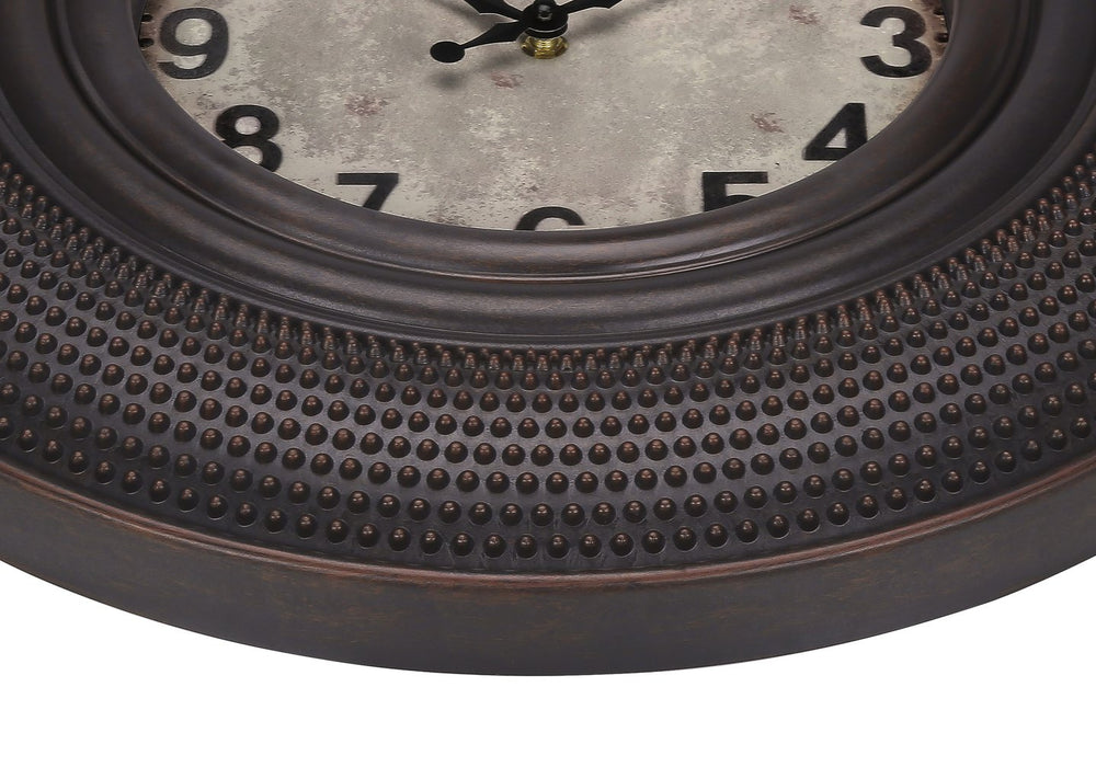 Monarch Specialties Clocks, 20" Antique Brown Wall Clock - Vintage Charm with Non-Ticking Quartz Movement & Style Default Title  