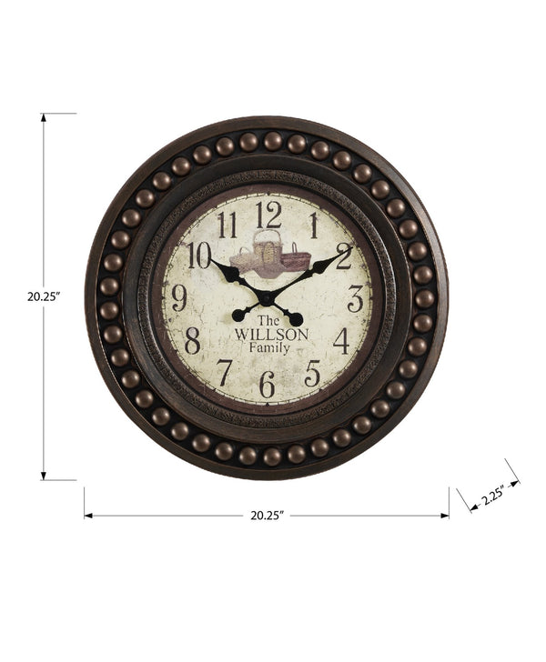 Monarch Specialties Clocks, 20" Round Antique Brown Wall Clock - Stylish Decor with Quartz Movement & Non-Ticking Design Default Title  