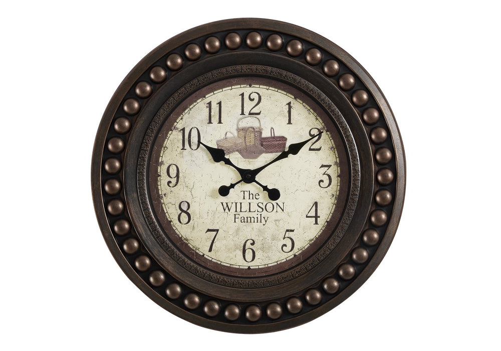 Monarch Specialties Clocks, 20" Round Antique Brown Wall Clock - Stylish Decor with Quartz Movement & Non-Ticking Design Default Title  