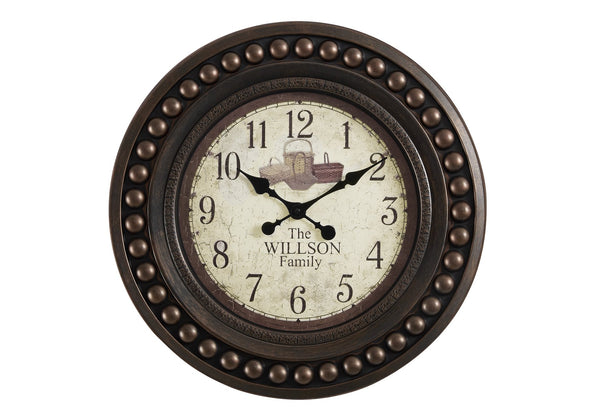 Monarch Specialties Clocks, 20" Round Antique Brown Wall Clock - Stylish Decor with Quartz Movement & Non-Ticking Design Default Title  