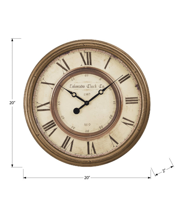 Monarch Specialties Clocks, 20" Round Antique Brown Wall Clock - Non-Ticking Design for Elegant Home Decor & Accuracy Default Title  