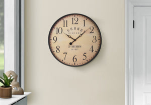 Monarch Specialties Clocks, 20" Antique Brown Wall Clock with Clear Glass, Non-Ticking Quartz for Timeless Style Default Title  