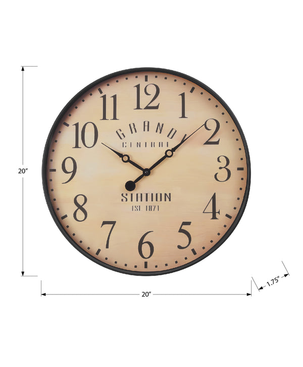 Monarch Specialties Clocks, 20" Antique Brown Wall Clock with Clear Glass, Non-Ticking Quartz for Timeless Style Default Title  