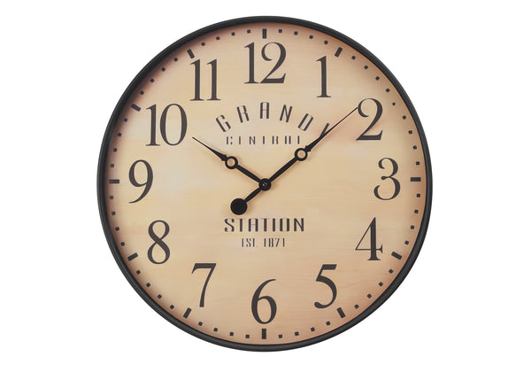 Monarch Specialties Clocks, 20" Antique Brown Wall Clock with Clear Glass, Non-Ticking Quartz for Timeless Style Default Title  
