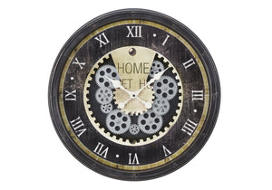 Monarch Specialties Clocks, 20" Round Wall Clock with Gear Mechanism, Brown Frame, Roman Numerals, Quiet Quartz Movement Default Title  
