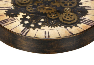 Monarch Specialties Clocks, 20" Round Wall Clock with Open Gear Mechanism, Brown Frame, Quartz Movement & Vintage Style Default Title  