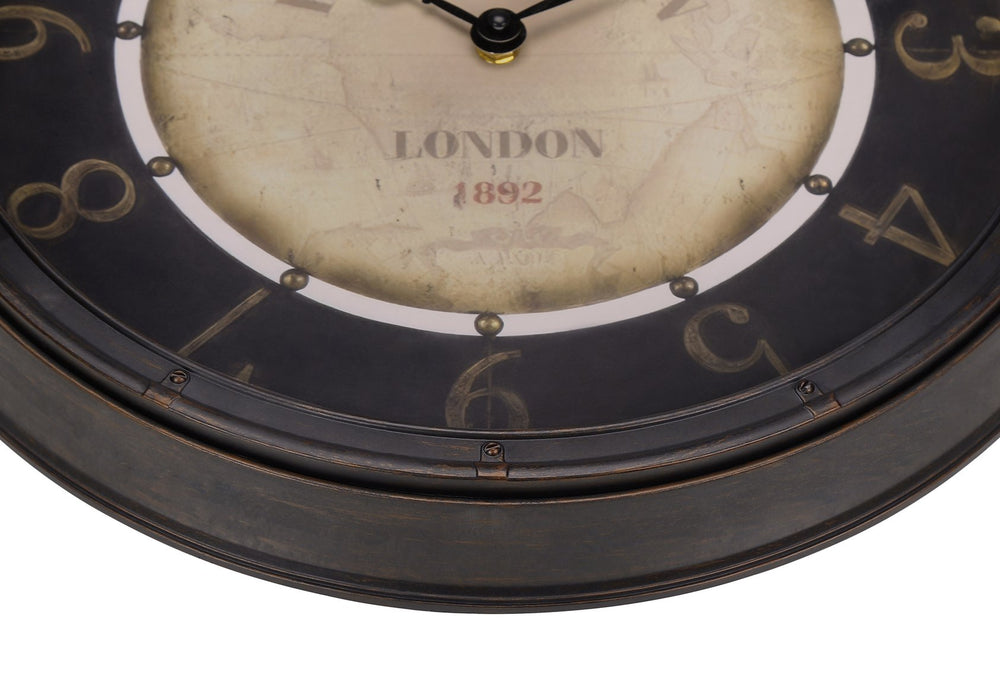 Monarch Specialties Clocks, 16" Antique Brown Wall Clock with Clear Glass, Non-Ticking Quartz Movement for Home Décor Default Title  