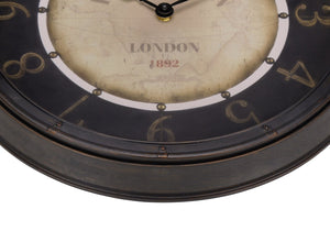 Monarch Specialties Clocks, 16" Antique Brown Wall Clock with Clear Glass, Non-Ticking Quartz Movement for Home Décor Default Title  