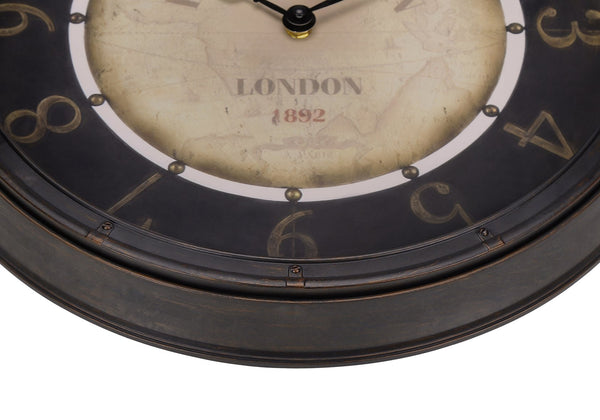 Monarch Specialties Clocks, 16" Antique Brown Wall Clock with Clear Glass, Non-Ticking Quartz Movement for Home Décor Default Title  