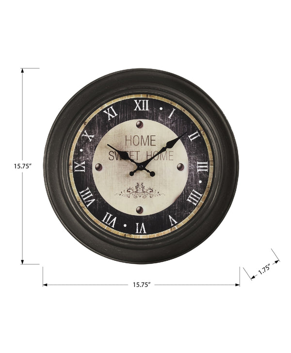 Monarch Specialties Clocks, 16" Antique Brown Wall Clock with Roman Numerals - Quiet, Elegant Home Decor Accent Default Title  