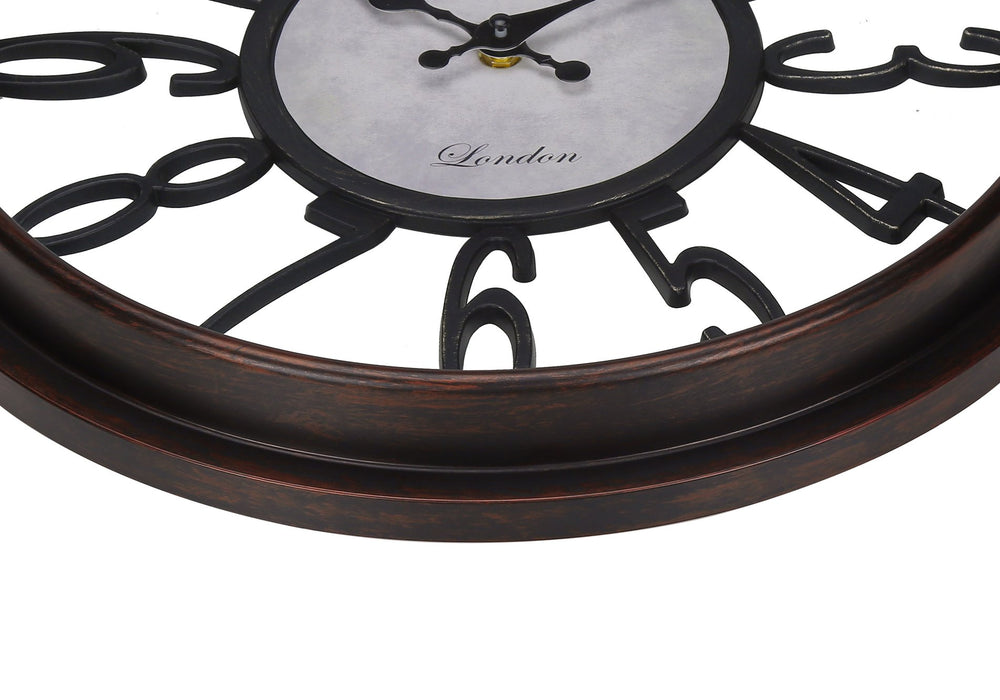 Monarch Specialties Clocks, 16" Antique Brown Wall Clock with Non-Ticking Mechanism for Vintage Home Decor & Style Default Title  