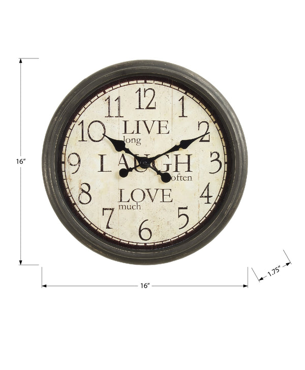 Monarch Specialties Clocks, 16" Round Antique Brown Wall Clock – Quiet, Stylish Design with Easy-to-Read Numbers! Default Title  