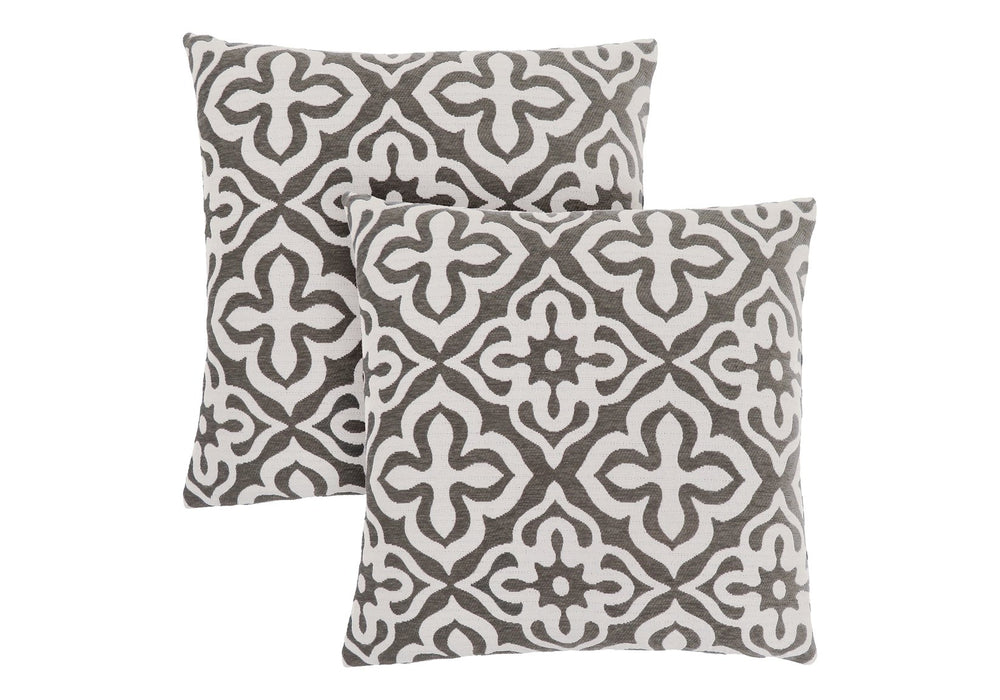 Monarch Specialties Pillows, Set of 2 Stylish Square Accent Cushions with Geometric Design for Modern Home Décor DARK TAUPE 18 L x 6 W x 18 H I 9217