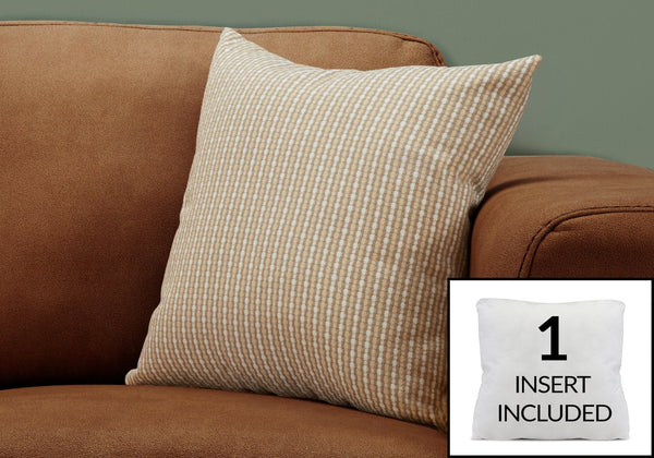 Monarch Specialties Pillows, Decorative Square Accent with Geometric Design, Soft Polyester, Easy-Care, Modern Home Decor TAUPE 18 L x 6 W x 18 H 