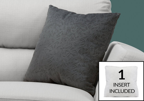 Monarch Specialties Pillows, 18x18 Floral Velvet Accent, Dark Grey Hypoallergenic, Soft Polyester, Easy-Care Throw Cushion Default Title  